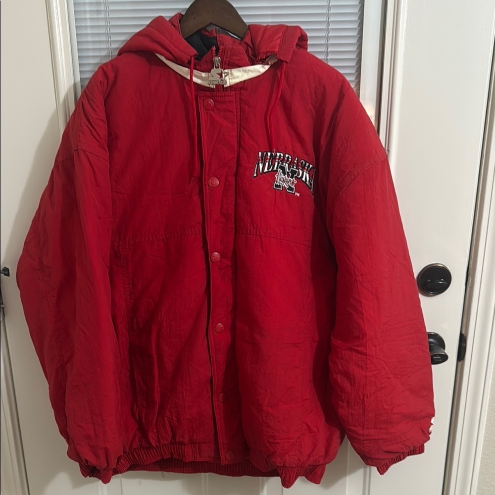 Vintage Starter Nebraska Huskers Res Puffer Coat Size L